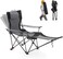 AUTO FAMILY Folding Reclining Camping Chair with Footrest Grey, outdoor foldable chairs, camping chair with footrest, foldable chair for camping