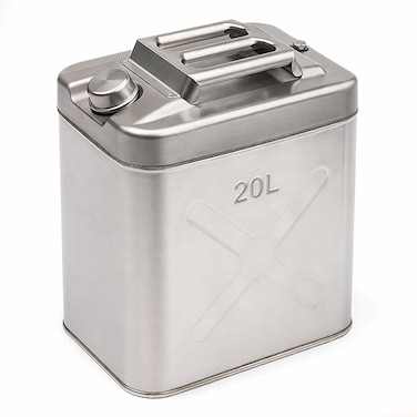 AUTO FAMILY 20L Military Metal Jerry Can Silver For Cars, Jeeps &amp; Other Vehicles