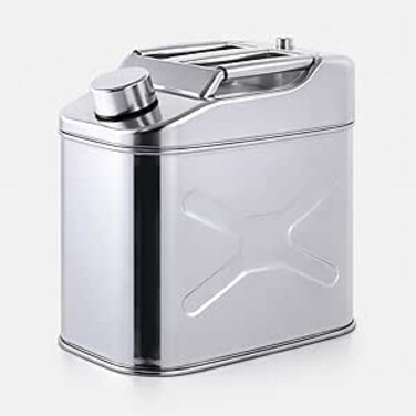AUTO FAMILY 10L Military Metal Jerry Can Silver For Cars, Jeeps &amp; Other Vehicles