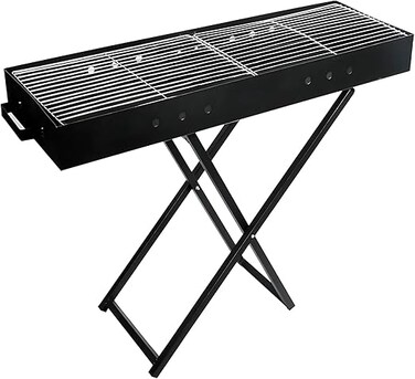 AUTO FAMILY Portable Folding Charcoal BBQ Barbeque Grill (BLACK_X-SHAPE) &ndash; Outdoor BBQ Grill, BBQ Folding Grill, Portable BBQ Grill Camping