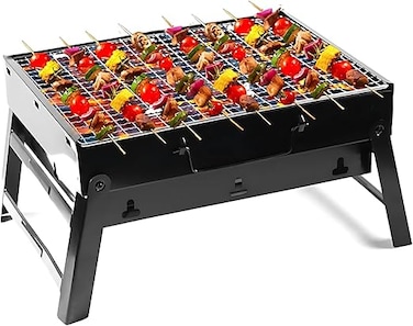 AUTO FAMILY Portable Folding Charcoal BBQ Barbeque Grill (BLACK) &ndash; Outdoor BBQ Grill, BBQ Folding Grill, portable bbq grill camping