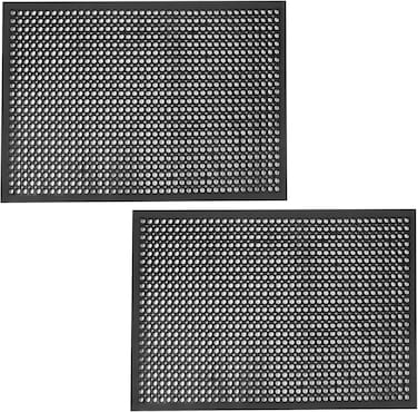 TerraTuf Anti-Fatigue Rubber Floor Mat 2 Pack Restaurant Kitchen Mats for Floor Non-Slip Bar Floor Mats Doormat Drain Mats Tool Garage Indoor Outdoor Use 3ft x 60 Inch Black