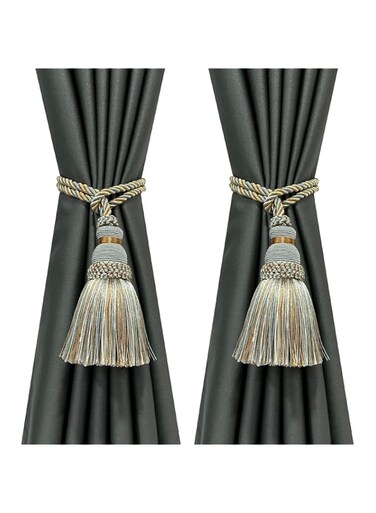 NALACAL 1 Pair Curtain Tassel Tieback, Handmade Elegant Curtain Tie Backs Holdbacks Rope, Home Office Decor Window Drapery Ball Tassels Tiebacks, Blue