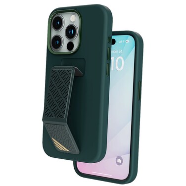 Levelo Morphix iPhone 15 Pro Max Silicone Cover with Leather Grip - Green