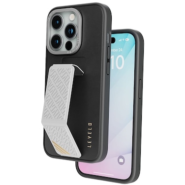 حافظة ليفيلوايفون 15 برو مورفيكس الجلدية مع مسند - رمادي