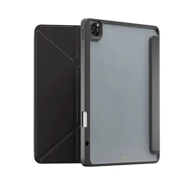 كفر ليفيلو كونفر الهجين بظهر شفاف لجهاز آيباد برو 13" (2024)، مزود بفتحة للقلم، تركيب سهل، خفيف الوزن، مقاوم للصدمات، فتحات دقيقة، مصنوع من جلد PU المايكروفايبر - أسود
