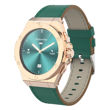 Levelo Oak Automatique Hybrid Smartwatch, Bluetooth, Activity Tracker, Health Monitoring, IP68 Water Resistant, Extra Leather Strap, AMOLED, Heart Rate, Blood Oxygen (Green)
