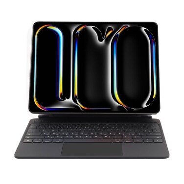 Levelo AeroBoard Saffiano Leather Wireless Keyboard for iPad Pro 13" 2024, 7 Color LED Backlighting, Multi-Gesture Trackpad, Scissor-Switch Keys, 130&deg; Adjustable Angle, 500mAh Battery, Black