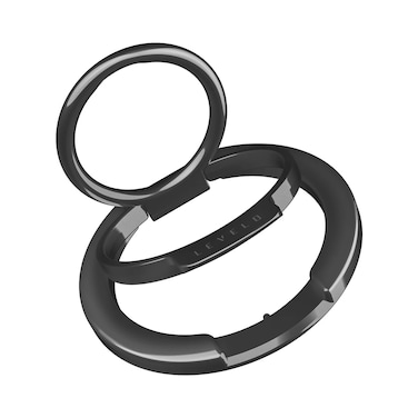 حامل حلقة الهاتف Levelo Luccio 2 في 1، مصنوع من الفولاذ المقاوم للصدأ، سطح غير قابل للانزلاق، تصميم حلقة مزدوجة، قبضة مريحة، مغناطيس N52، متوافق مع MagSafe، قوة مغناطيسية 3500Gs

