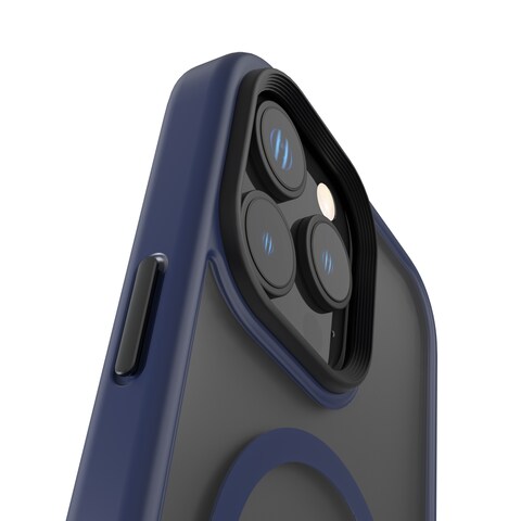 غطاء Levelo Matteo متوافق مع iPhone 16 Pro Max، قبضة قاعدة، متوافق مع MagSafe، حامل مدمج، طلاء مقاوم لبصمات الأصابع، مادة هجينة، تركيب سهل - أزرق
