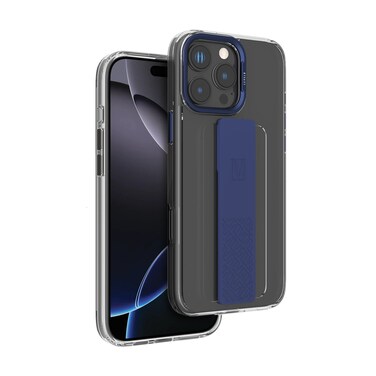 Levelo Graphia IMD Silicone Grip Case for iPhone 16 Pro, Impact-Resistant Corners, Metal Camera Ring, Built-In Silicone Grip, Hybrid Construction, Easy Installation &amp; Removal (Blue)
