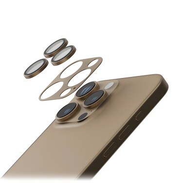 Levelo Compatible with iPhone 16 Pro/16 Pro Max Trio Pro Lens &amp; Frame Protector, Anti Scratch &amp; Fingerprint, Easy Snap On, High Transparency, Aluminum Frame (Desert Rose Gold)
