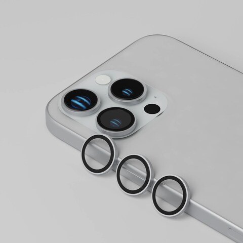 واقي عدسة Trio من Levelo لجهاز iPhone 16 Pro و iPhone 16 Pro Max، مقاوم للبصمات، صلابة 9H، مضاد للانعكاس، زجاج عدسة مزدوج الطبقة (تيتانيوم أبيض)
