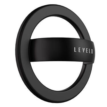 حامل حلقة الهاتف Levelo Luna MagSafe، مغناطيس N52، دوران 360° كامل، قبضة مريحة، سطح غير قابل للانزلاق، تصميم أنيق، أسود
