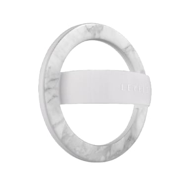 Levelo Luna Phone Ring Holder Compatible with MagSafe, Comfortable Grip, 360&deg; Rotation, NON-Slip Surface, N52 Magnet Type for Strong Attachment &ndash; Marble White