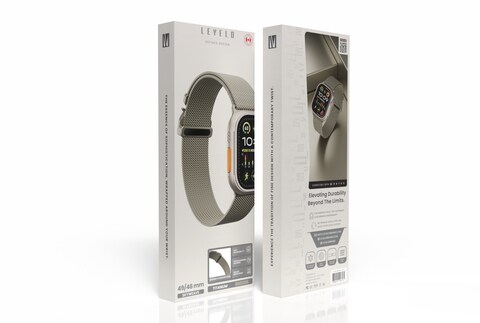 Levelo SkyWeave Watch Strap, Titanium Stainless Steel Material, Hypoallergenic, Water-Resistant, Anti-Oxidation Technology, Compatible with Apple Watch SE &amp; Series 9/8/7/6/5, 46/49 mm
