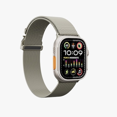Levelo SkyWeave Watch Strap, Titanium Stainless Steel Material, Hypoallergenic, Water-Resistant, Anti-Oxidation Technology, Compatible with Apple Watch SE &amp; Series 9/8/7/6/5, 46/49 mm
