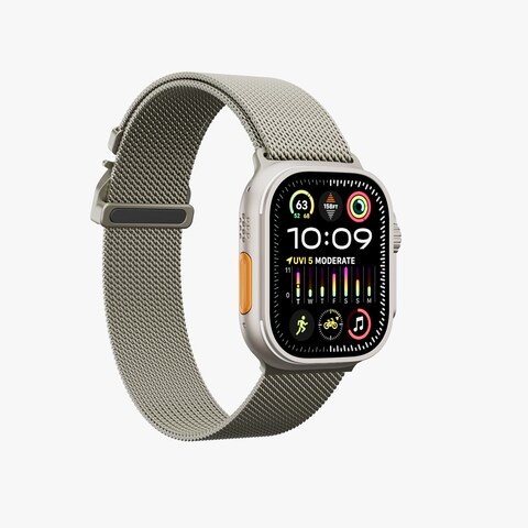 Levelo SkyWeave Watch Strap, Titanium Stainless Steel Material, Hypoallergenic, Water-Resistant, Anti-Oxidation Technology, Compatible with Apple Watch SE &amp; Series 9/8/7/6/5, 46/49 mm
