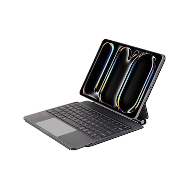 Levelo AeroBoard Pro Saffiano Leather Wireless Keyboard, 500mAh Battery, RGB Backlighting, 7 Color Modes, Type-C Charging, Scissor Feet Keys, Built-In Touchpad, Compatible with iPad Pro 11" (2024)