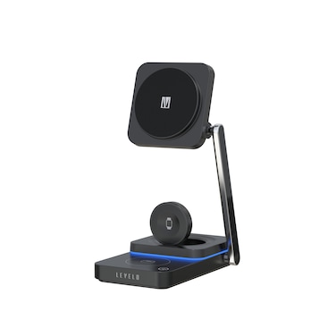 شاحن لاسلكي ليفلو أورورا 3 في 1   تثبيت مغناطيسي قوي، دوران قابل للتعديل 90°، شحن سريع 15 واط، اكتشاف تلقائي للأجسام، حماية من الشحن الزائد، دعم متعدد الأجهزة - أسود
