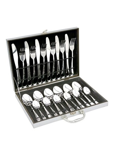 24-Piece Stainless Steel Cutlery Set Silver