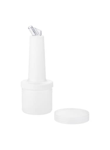 0.5 qt Plastic Quick Pour Storage Container Bottle - with Clear Spout and Lid - Bar Storage Bottle - 3 1/2" x 3 1/2" x 10 1/4" - 1ct Box - Bar Lux