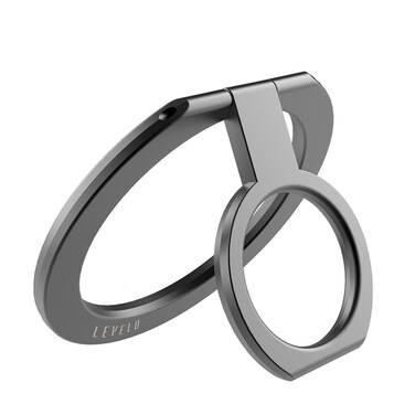 حامل حلقة موبايل Levelo Lucca متوافق مع MagSafe، دوران 180˚، قبضة قوية، تثبيت آمن ومستقر، مادة متينة، تصميم أنيق وسهل الوصول، سهل التركيب والاستخدام – أسود

