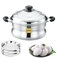 Easy Cook 6-Pit Idli Steamer Belly Pot, 2 Idli Plate, 1 Steamer Plate, Stainless Steel