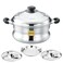 Easy Cook 6-Pit Idli Steamer Belly Pot, 2 Idli Plate, 1 Steamer Plate, Stainless Steel