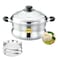 Easy Cook 6-Pit Idli Steamer Belly Pot, 2 Idli Plate, 1 Steamer Plate, Stainless Steel