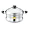 Easy Cook 6-Pit Idli Steamer Belly Pot, 2 Idli Plate, 1 Steamer Plate, Stainless Steel