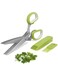 Cutter Scissors, 5 Blade Scissors Kitchen Multipurpose Cutting Shear with 5 Stainless Steel Blades &amp; Safety Cover &amp; Cleaning Comb, Cilantro Scissors, Sharp Shredding Shears (Green)