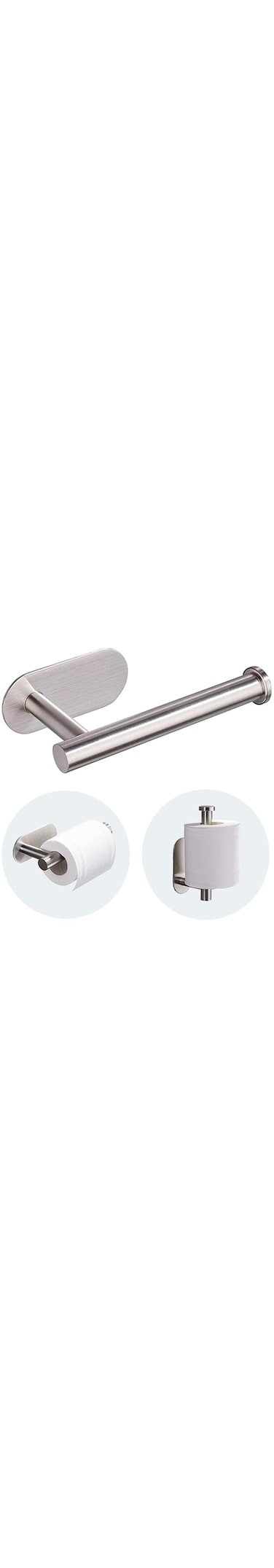 Pecbase Sliver Paper Towel Holders,Paper Towels Rolls - for Kitchen,Paper Towels Bulk Bracket- Self-Adhesive,No Punching Required,Stainless Steel Paper Towel Holder（6-01）