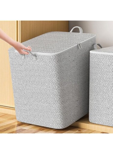 Fabric Clothes Storage Bins,2PCS Foldable Washable Closet Organizer with Cover,Wardrobe Cabinet Space Saver Storage Box,Multifunctional Storage Bag for T-Shirt,Down Coat,Trousers,Sheet,Quilt (150L)