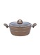 Sturdy And Durable Unique Designed Easy To Handle 5 Layer Construction Non-Stick Coating Granite Smart Casserole With Lid Brown 28cm