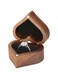 SWIUKPHE Wooden Heart Shape Ring Gift Box, Personalized Vintage Wood Jewelry Box for Proposal Engagement Wedding Ceremony Anniversary (Black-1 Slot)