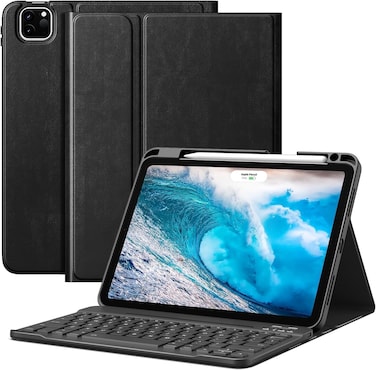 Muzz Keyboard Case with Touchpad for iPad Air 6th (M2) 11 inch 2024, iPad Air 5th 2022, iPad Air 4th 2020, iPad Pro 11 Inch (2018-2022), Detachable, with Pencil Slot, Black (with Touchpad)