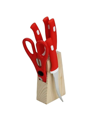 Saule Knifes Set 1 Scissor 4 Piece Knife Set with 1 Wooden Stand for Kitchen