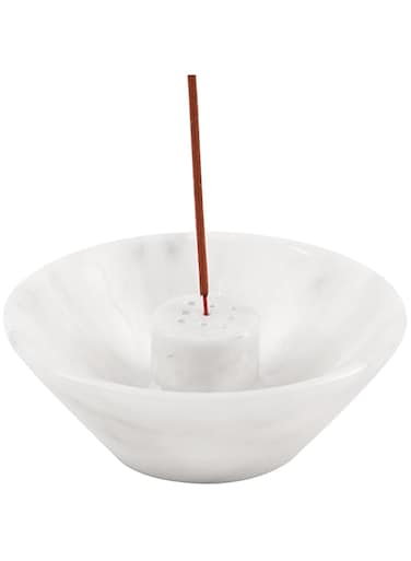 Radicaln Marble Incense Holder White 5.5" Inch Handmade - Easily Catches Ashes, Incense Burner for Home D&eacute;cor, Indoor Ash Tray, Holds Incense Sticks