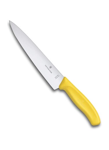 Victorinox Swiss Classic, Carving Knife, Extra Sharp Blade, Straight Edge, 19 cm, Plastic Handle, Stainless Steel, Yellow