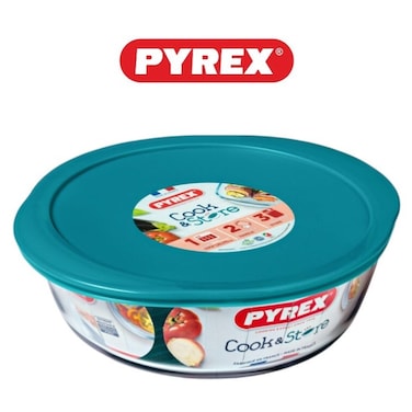 Pyrex Cook&amp;Store 2.3L Round Roaster with Lid for Versatile Cooking and Storing