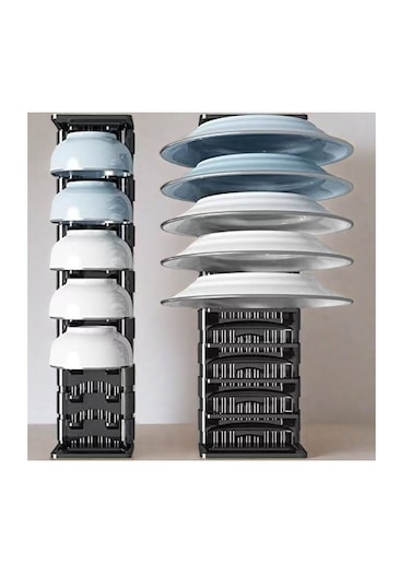 Space Aluminum Bowl Dish Drying Racks Shelves, Drawer Plate Organizer Holders, Adjustable Bowl Dish Drainer, No Drill Kitchen Storage Shelf for Cabinet Cupboard Counter Top (Bowl Rack+Dish Rack, 45CM)