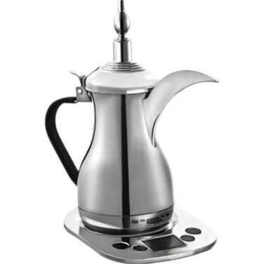 Electric Arabic Coffee Maker Dallah - 700ml Stainless Steel with Digital Control &amp; Keep Warm, Silver