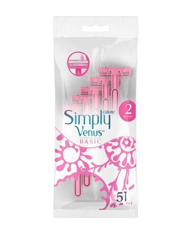 GILLETTE SIMPLY VENUS BASIC DISPOSABLE RAZOR 5`S