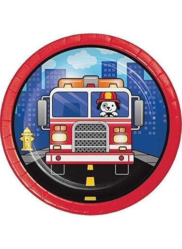 Flaming Fire Truck L-Plates 7in 8pc