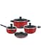 Prestige 7 Piece Non-Stick Aluminium Cookware sets  Non Stick Aluminium   Casserole   Sauce Pan   Fry Pan - Red
