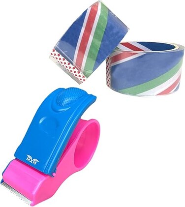 AL ARQAM Packing Tape with Dispenser, Pack of 2 Rolls - Moving Carton Boxes Sealer - Clear Transparent Tape, For Packaging Sealing Masking Office Tapes: 48mm x 60m, Heavy Duty Box Packer (2)