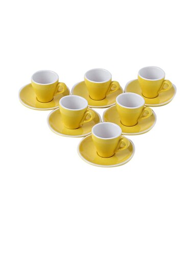 Ceramic Coffee Cup And Saucer Set Yellow 80ml