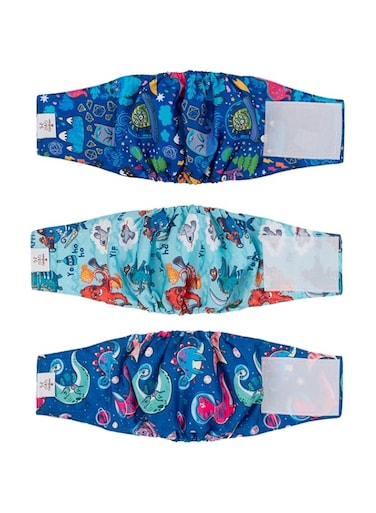 CuteBone 3 Pack Dog Diapers Male Small Washable Pee Pads for Dogs DM18S