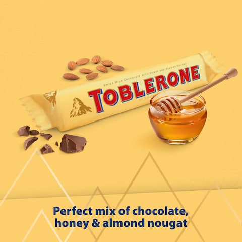 Toblerone Swiss Milk Chocolate Bar with Honey and Almond Nougat 35g